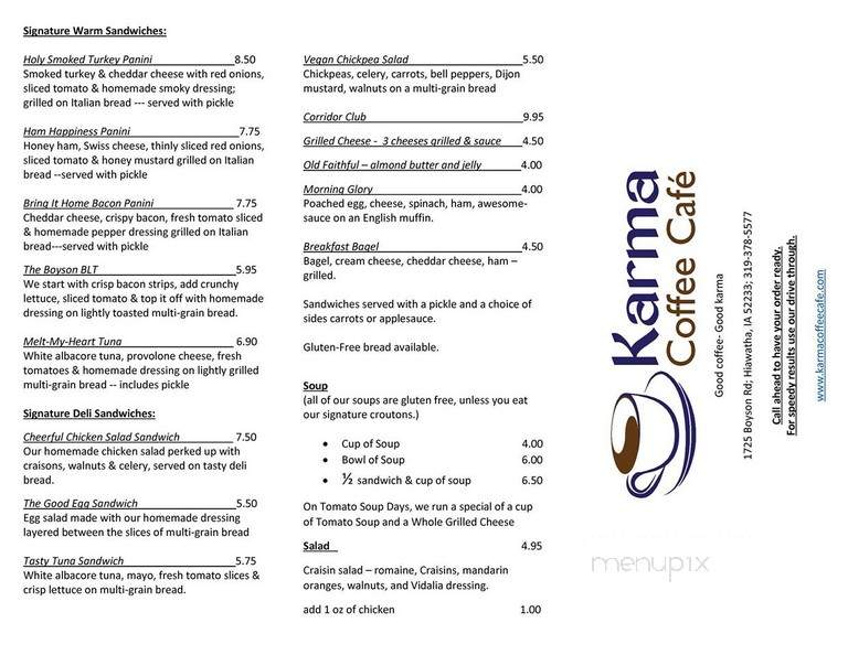 Karma Coffee Cafe - Hiawatha, IA menu_pic