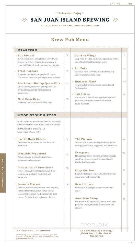 San Juan Island Brewing - Friday Harbor, WA menu_pic