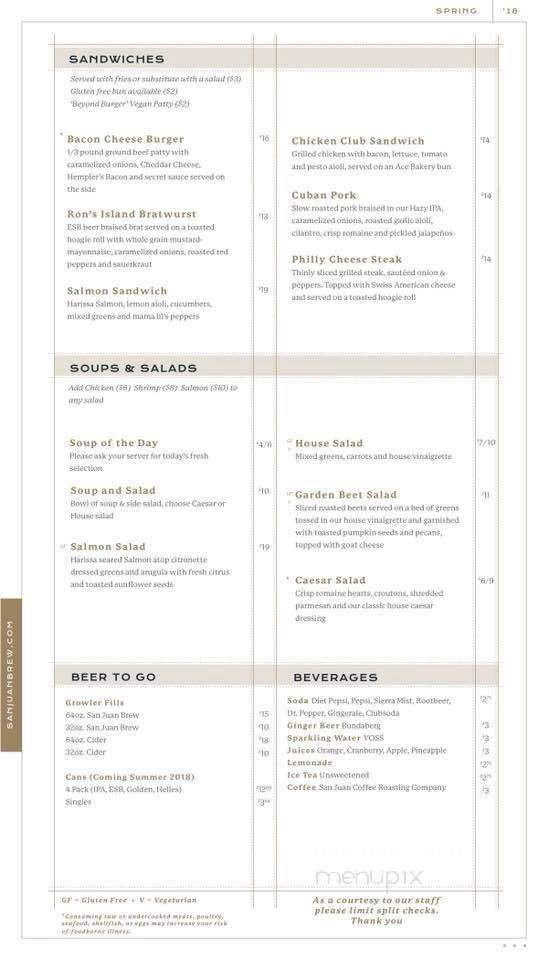 San Juan Island Brewing - Friday Harbor, WA menu_pic