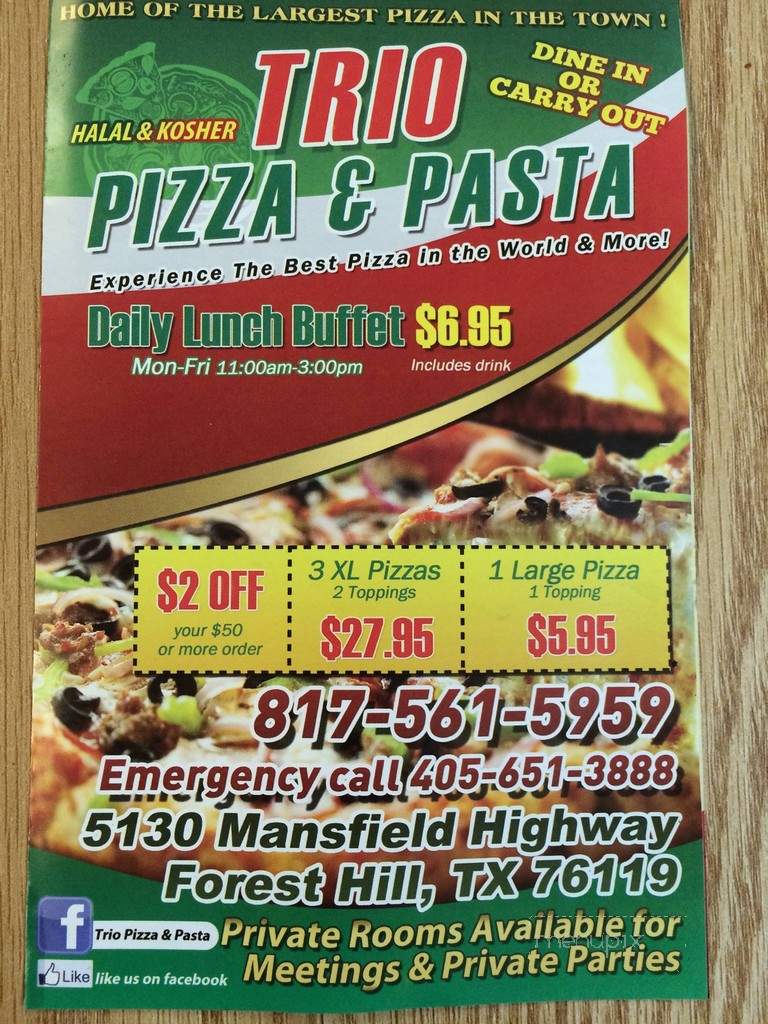 Trio Pizza & Pasta - Fort Worth, TX menu_pic