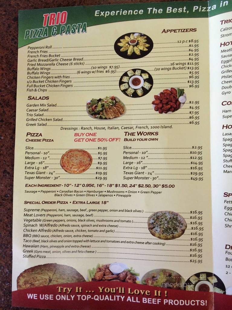 Trio Pizza & Pasta - Fort Worth, TX menu_pic