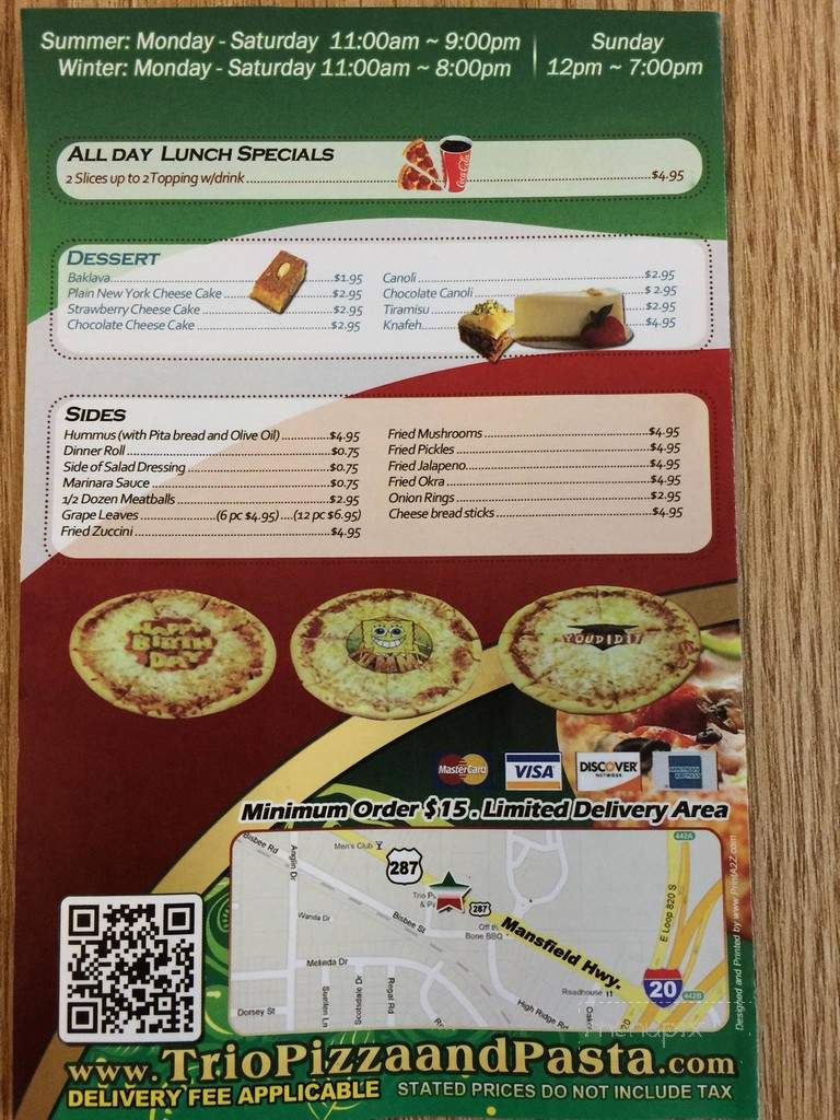 Trio Pizza & Pasta - Fort Worth, TX menu_pic