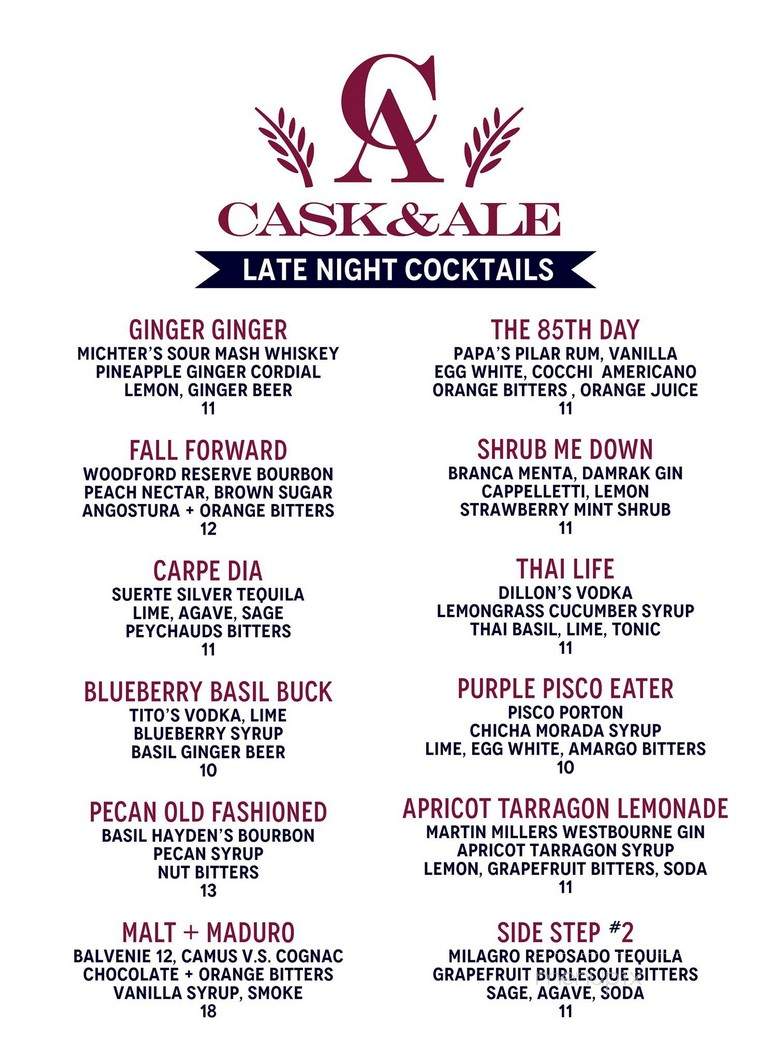 Cask & Ale - Sarasota, FL menu_pic