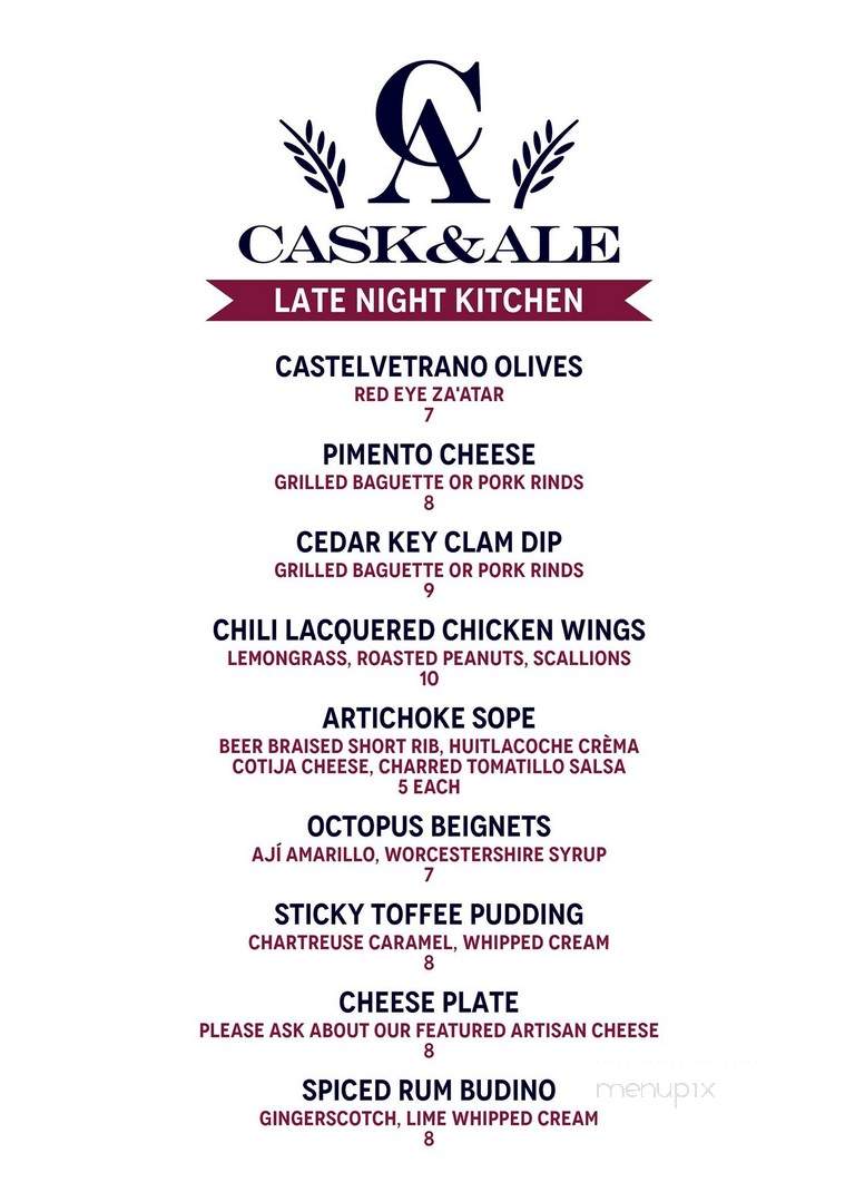 Cask & Ale - Sarasota, FL menu_pic