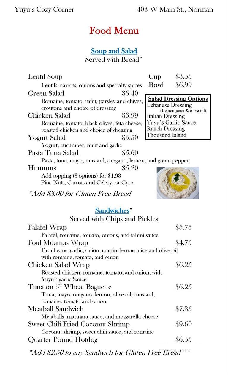 Menu Of Yuyu S Cozy Corner In Norman Ok Menu Of Yuyu S Cozy Corner In Norman Ok