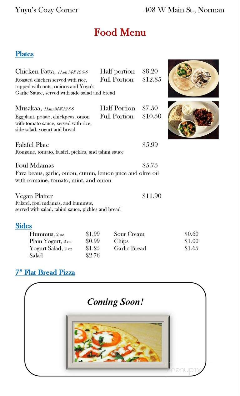Menu Of Yuyu S Cozy Corner In Norman Ok Menu Of Yuyu S Cozy Corner In Norman Ok