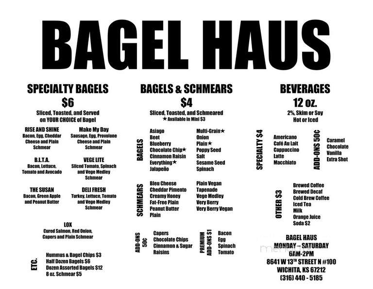 Bagel Haus - Wichita, KS menu_pic