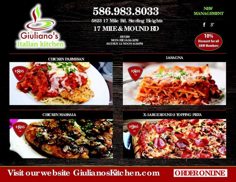 Giuliano's Italian Kitchen - Sterling Heights, MI menu_pic