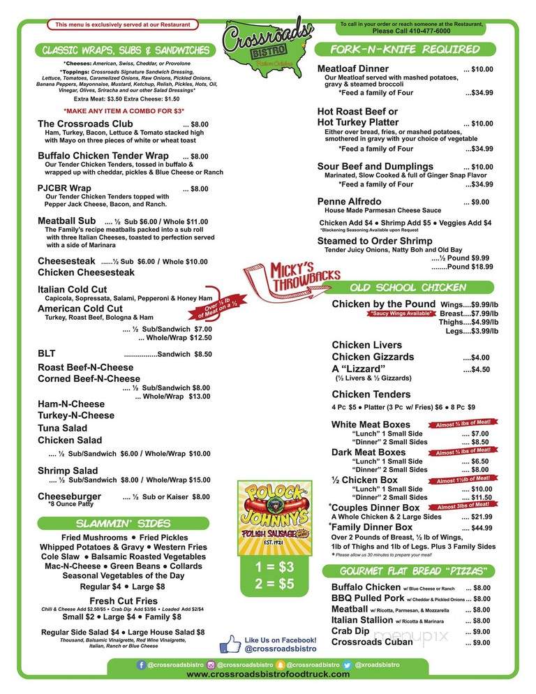 Crossroads Bistro - Sparrows Point, MD menu_pic