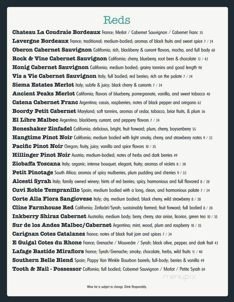 Hook & Vine - North Beach, MD menu_pic
