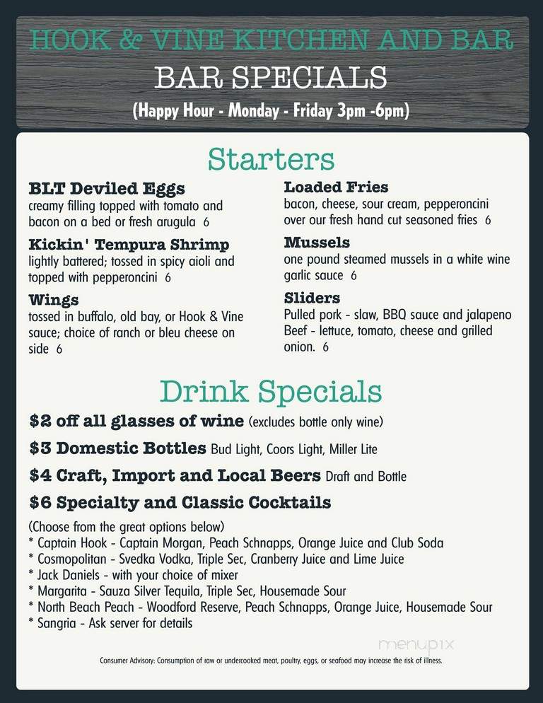 Hook & Vine - North Beach, MD menu_pic