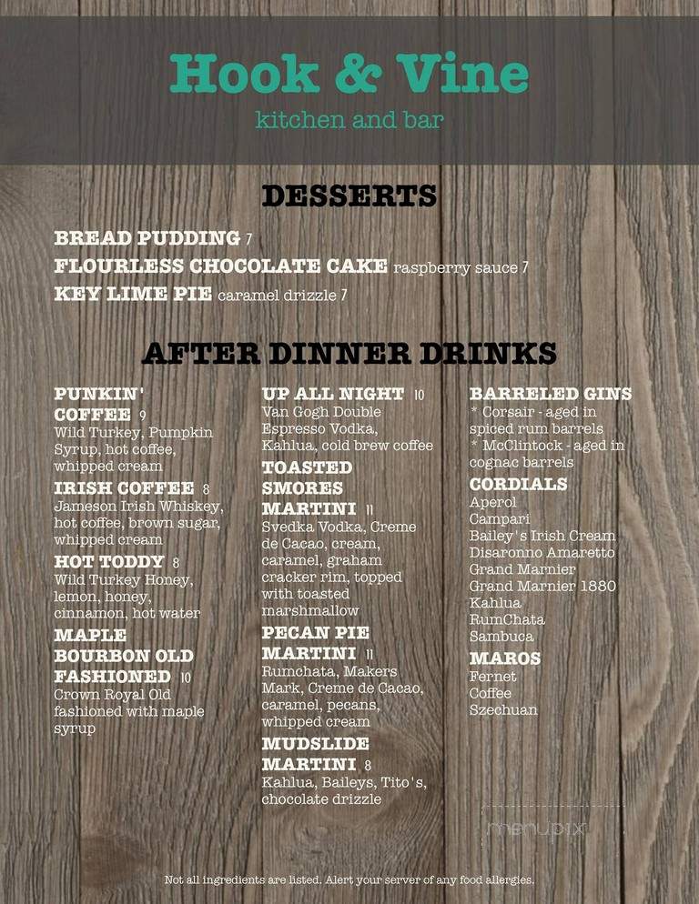 Hook & Vine - North Beach, MD menu_pic