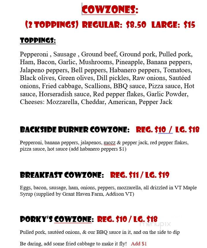 Porkys Backyard BBQ & Smokehouse - Vergennes, VT menu_pic