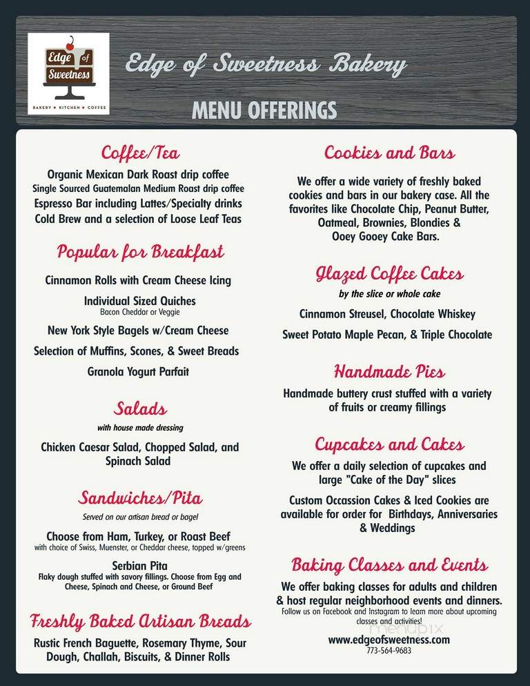 Edge of Sweetness - Chicago, IL menu_pic