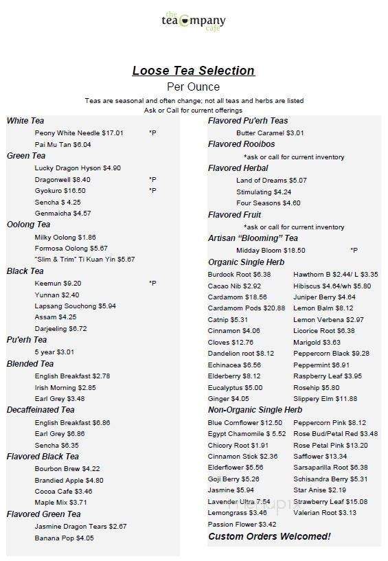 The TeaCompany Cafe - Watchung, NJ menu_pic