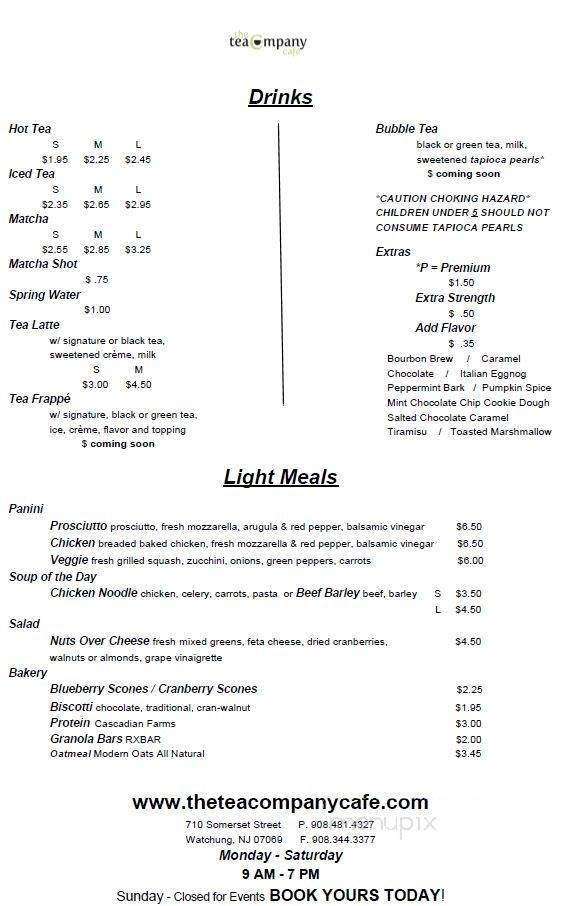 The TeaCompany Cafe - Watchung, NJ menu_pic