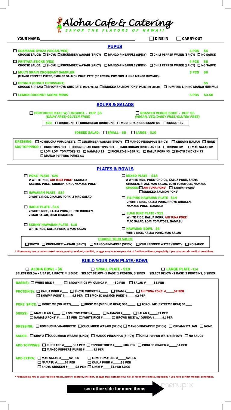 Aloha Coffeehouse - Louisville, KY menu_pic