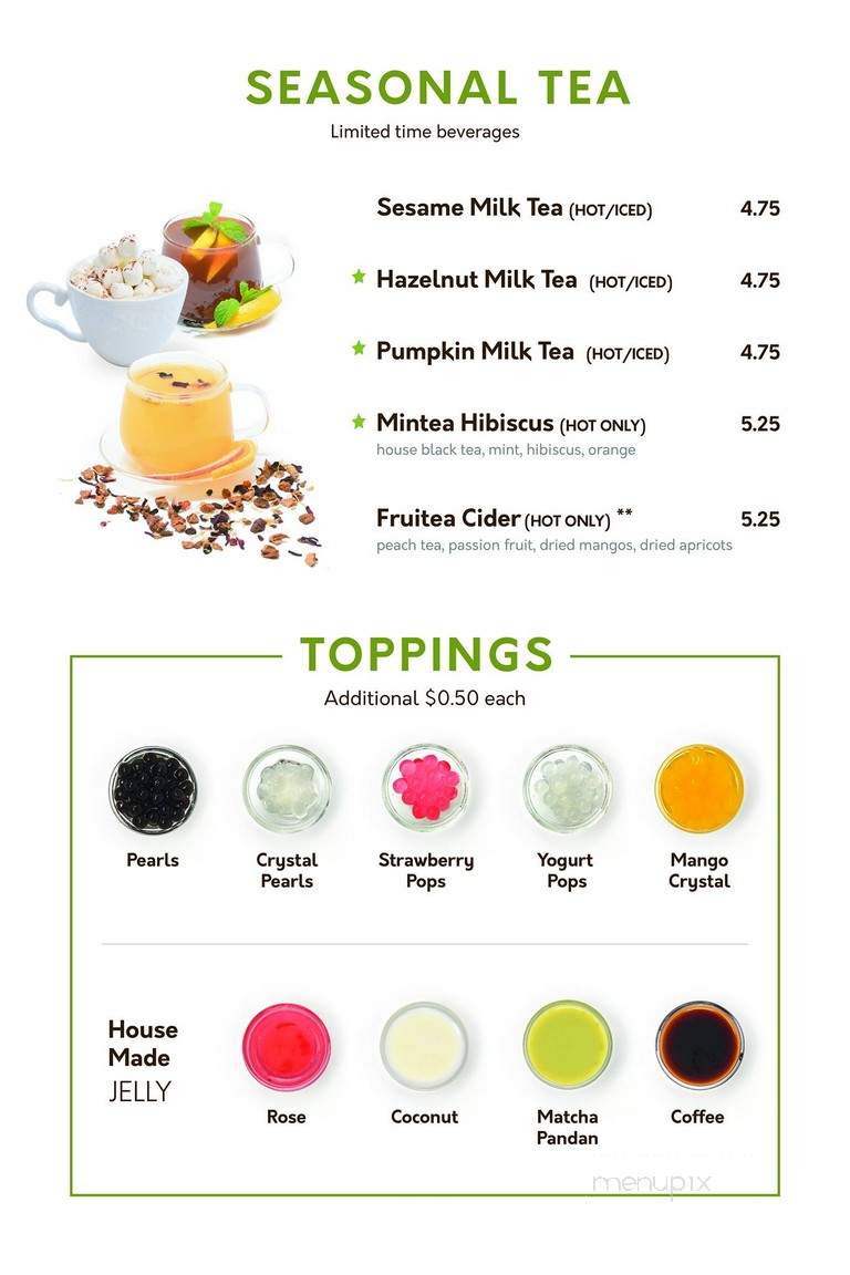Sinceretea - San Jose, CA menu_pic