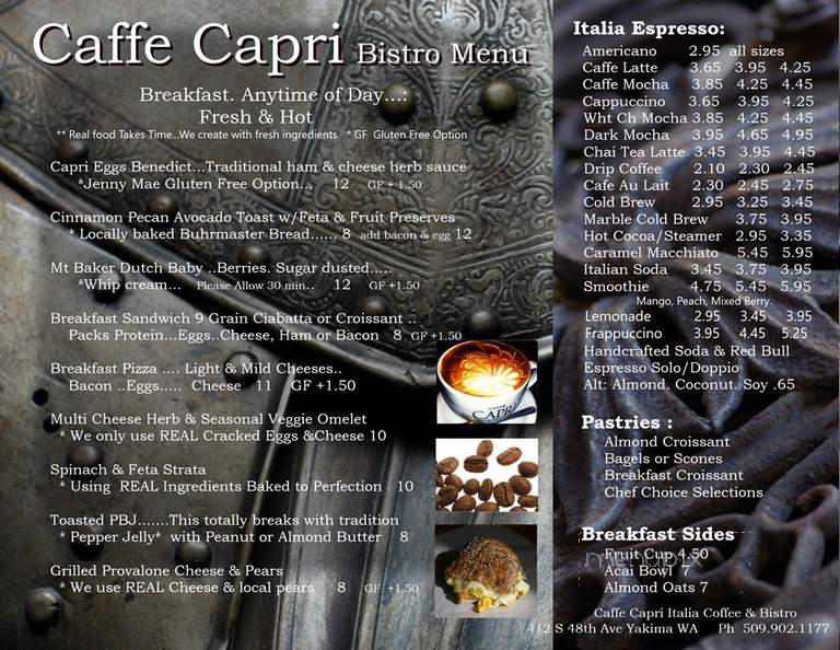 Caffe Capri - Yakima, WA menu_pic