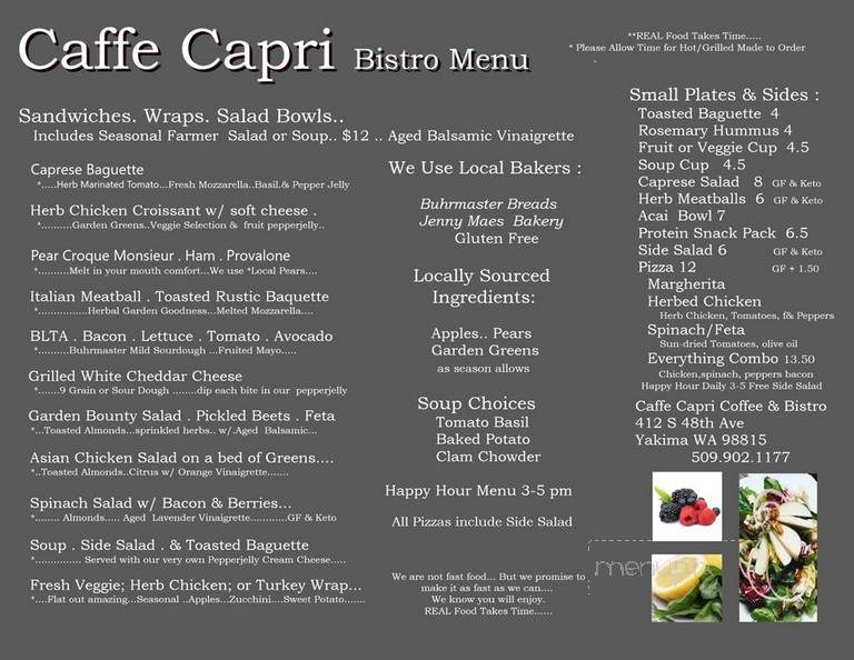 Caffe Capri - Yakima, WA menu_pic