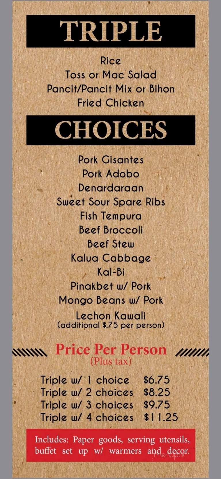 Triple Rt Catering & Lunchwagon - Waipahu, HI menu_pic