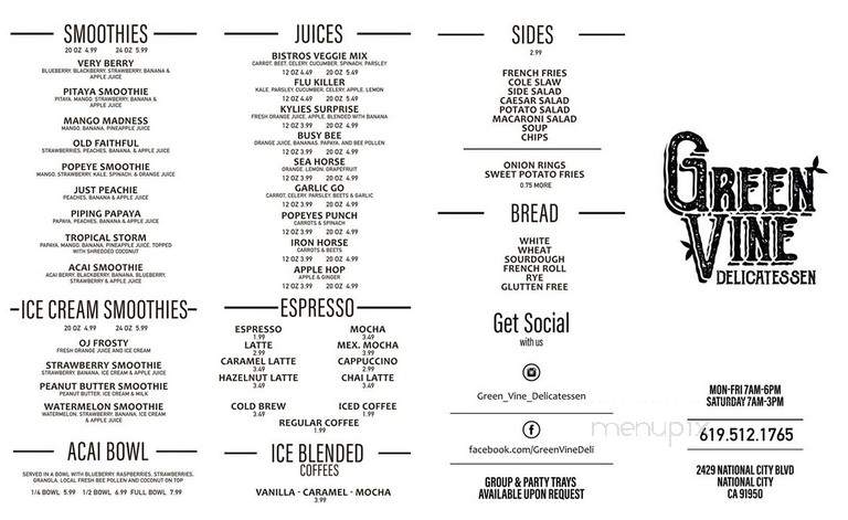 Green Vine Delicatessen - National City, CA menu_pic