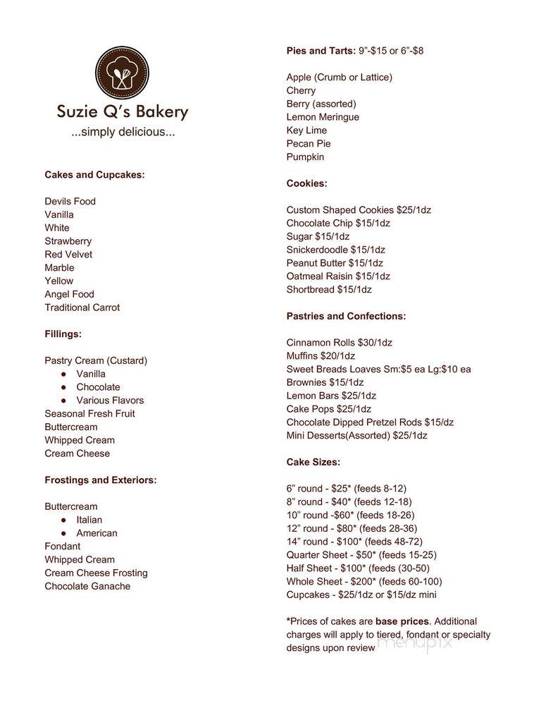 Suzie Q's Bakery - Los Alamitos, CA menu_pic