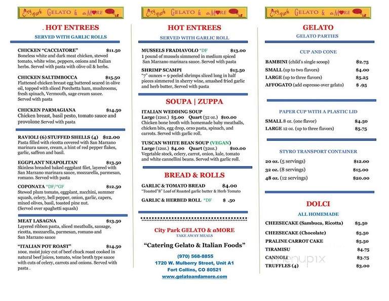 City Park Gelato & Amore - Fort Collins, CO menu_pic