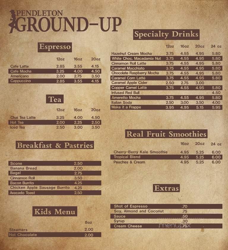 Pendleton Ground-up - Pendleton, OR menu_pic