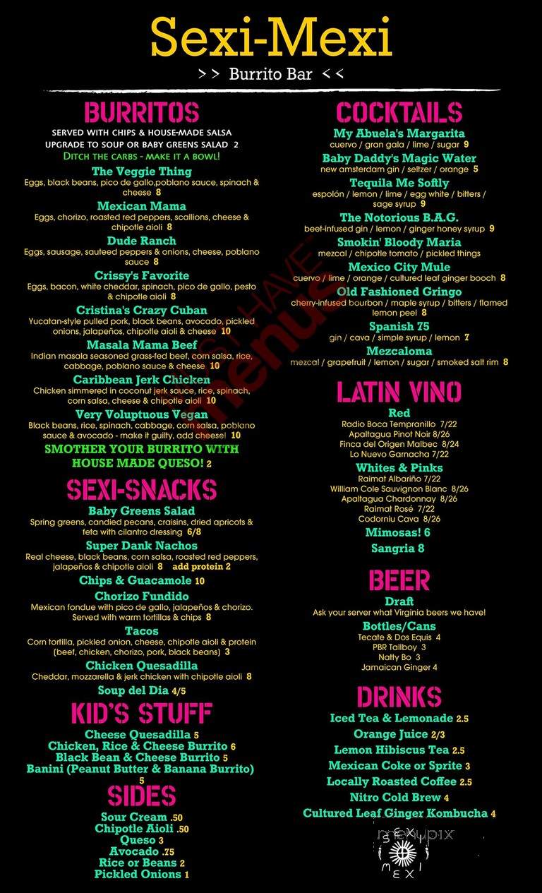 Sexi Mexi - Winchester, VA menu_pic