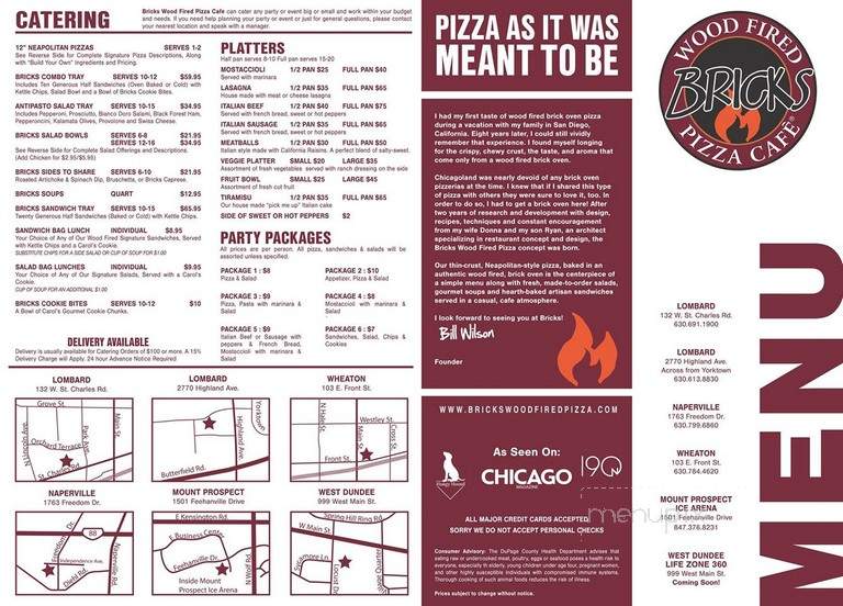 Bricks Wood Fired Pizza - West Dundee, IL menu_pic