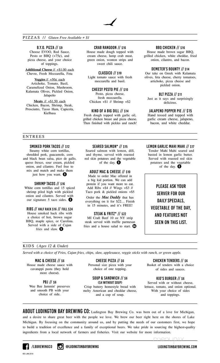 Ludington Bay Brewing - Ludington, MI menu_pic