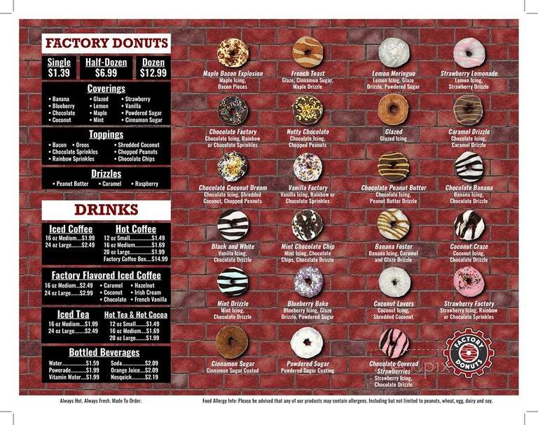 Factory Donuts - Philadelphia, PA menu_pic