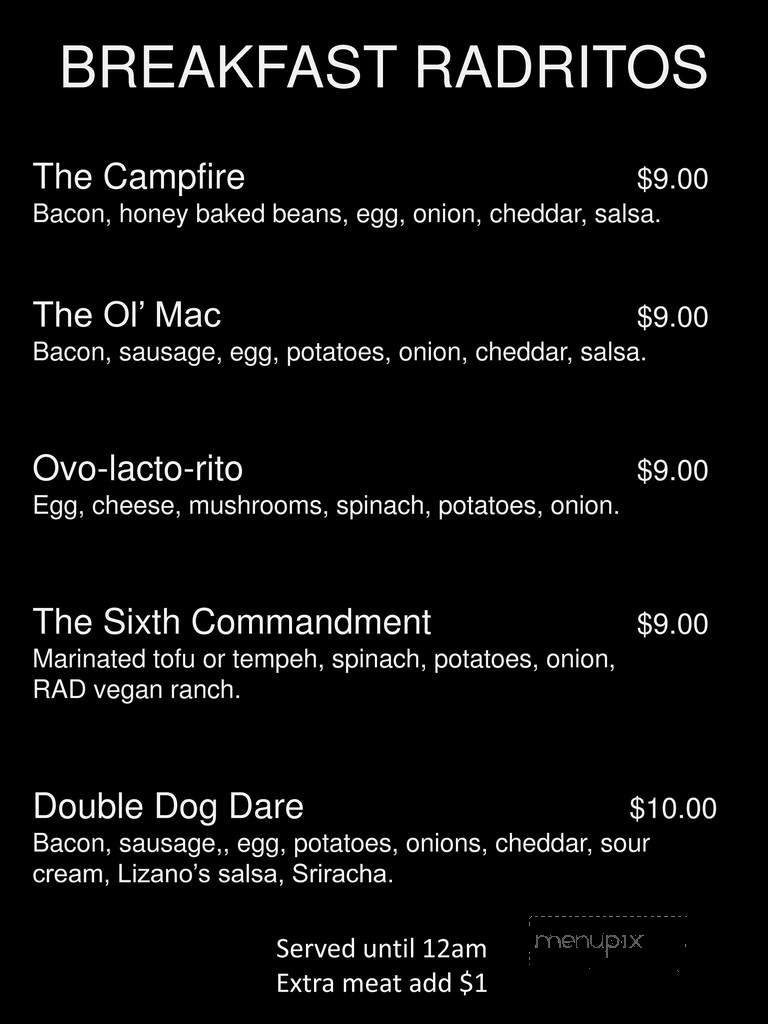 Rad Fare - Portland, OR menu_pic