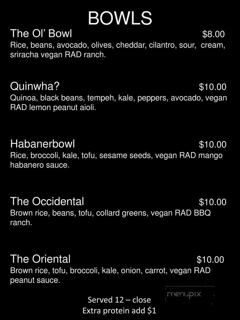 Rad Fare - Portland, OR menu_pic