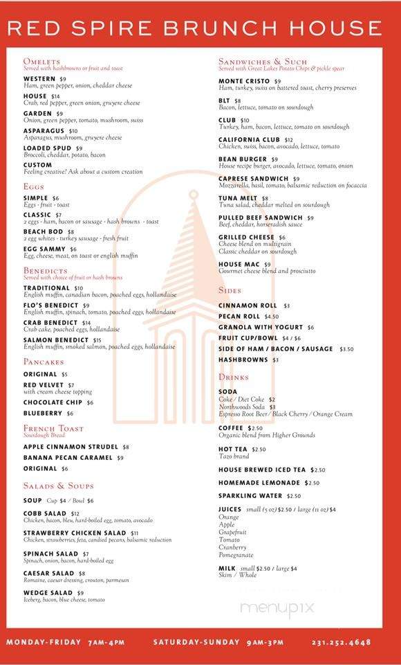 Red Spire Brunch House - Traverse City, MI menu_pic