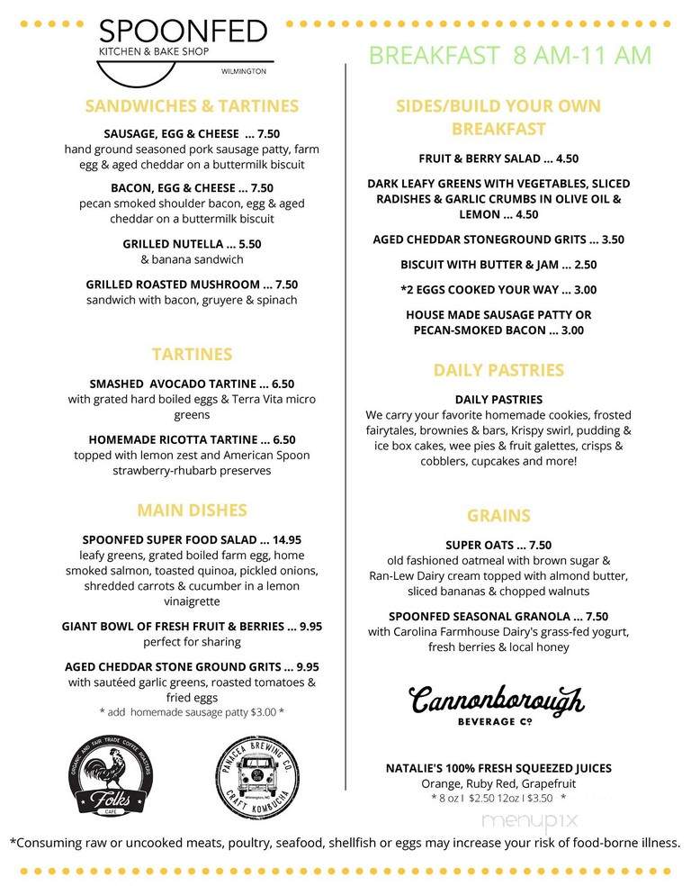 Spoonfed - Wilmington, NC menu_pic