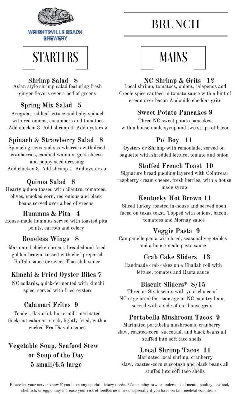 Wrightsville Beach Brewery - Wilmington, NC menu_pic