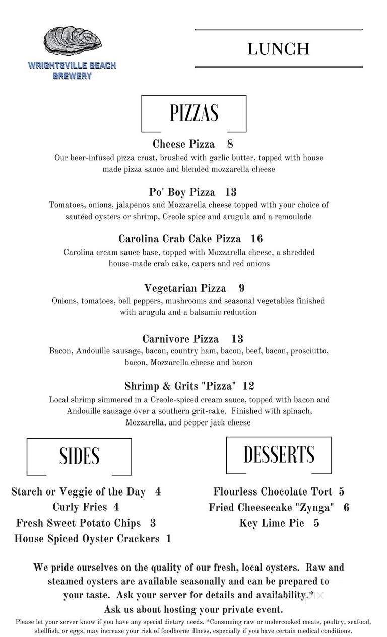 Wrightsville Beach Brewery - Wilmington, NC menu_pic