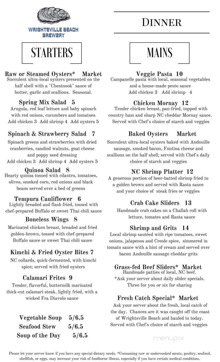 Wrightsville Beach Brewery - Wilmington, NC menu_pic