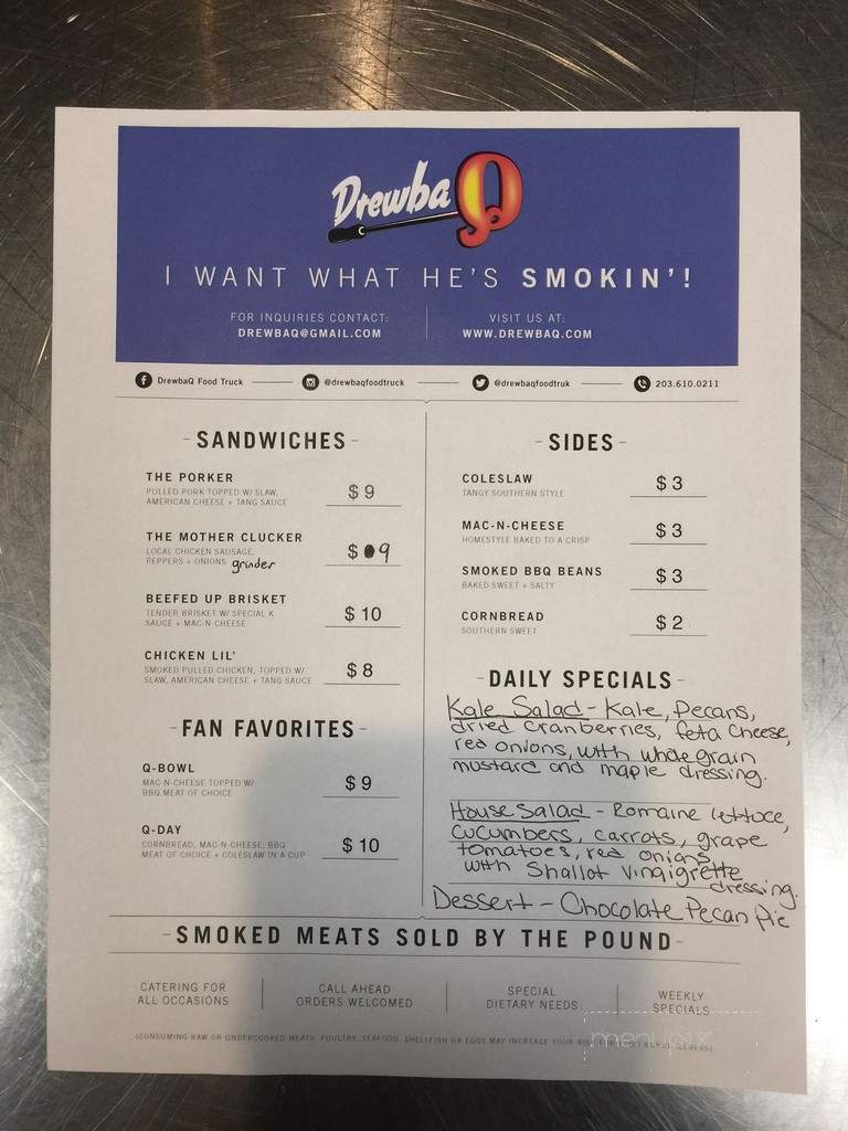 Drewbaq Food Truck - Bridgeport, CT menu_pic