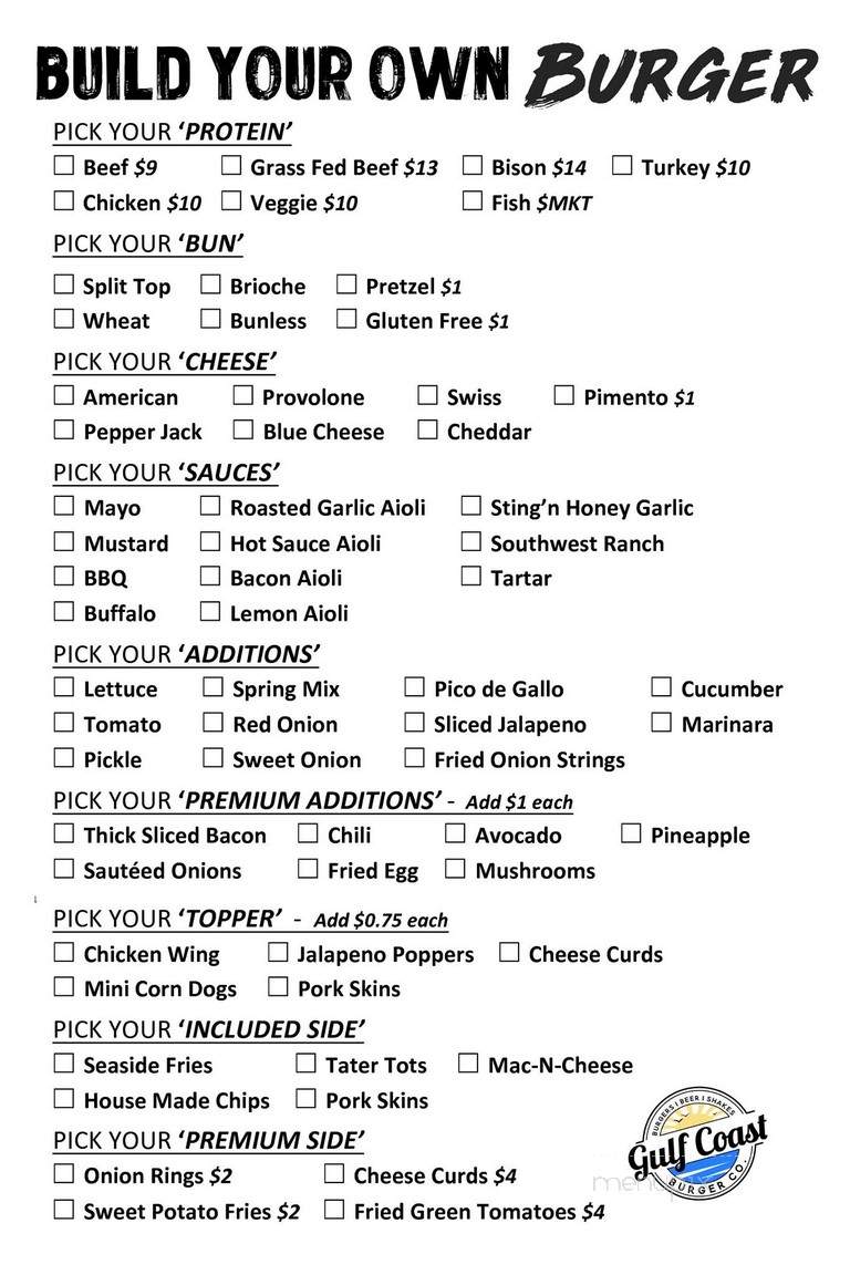 Gulf Coast Burger - Panama City Beach, FL menu_pic