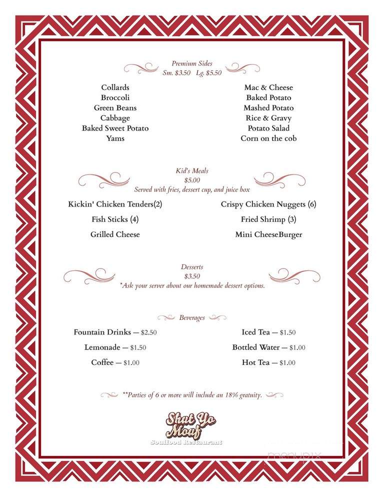 Shut Yo Mouf Soulfood - Petersburg, VA menu_pic
