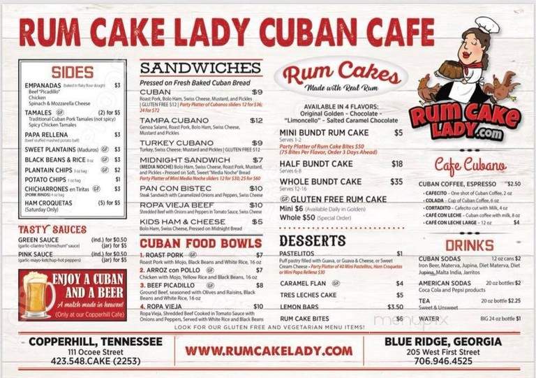Rum Cake Lady Cuban Cafe - Blue Ridge, GA