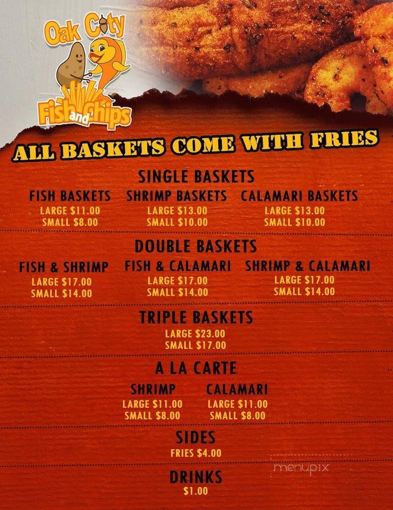 Oak City Fish And Chips - Menu - Yelp - We did not find results for: