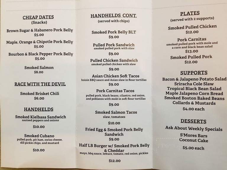 Sugar & Smoke Brazen BBQ - Putnam, CT menu_pic