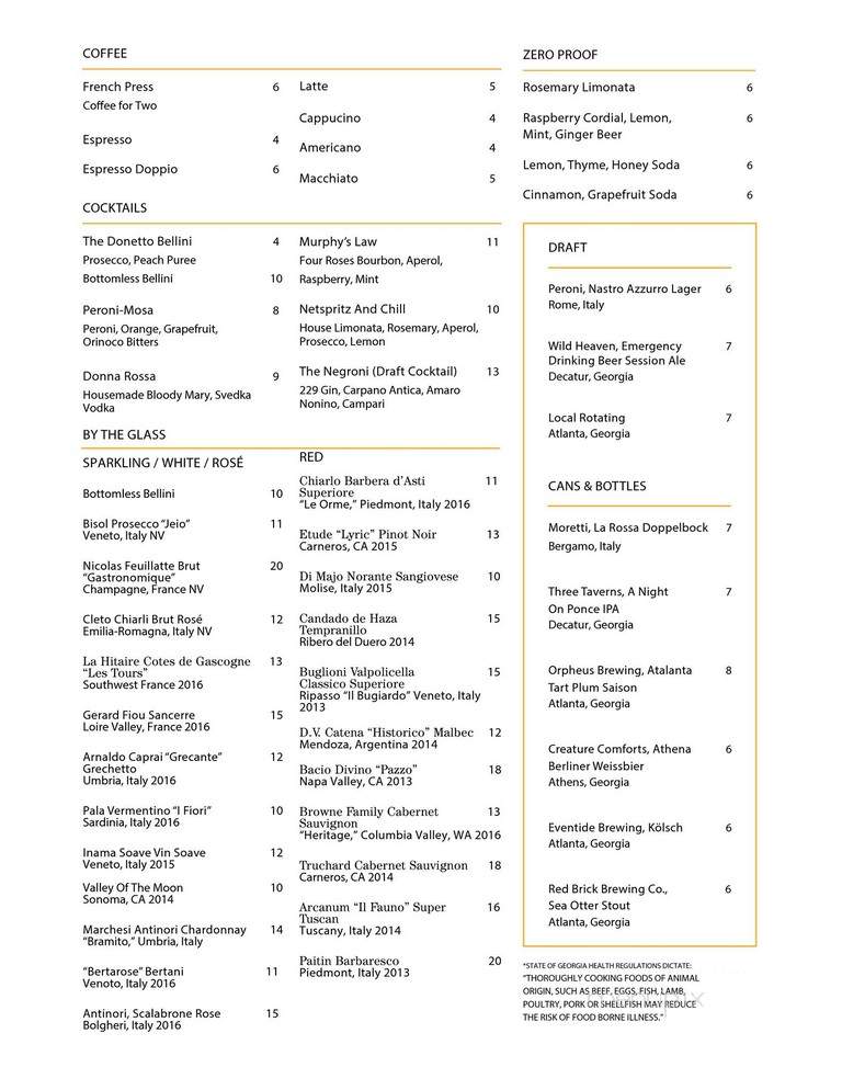 Donetto - Atlanta, GA menu_pic