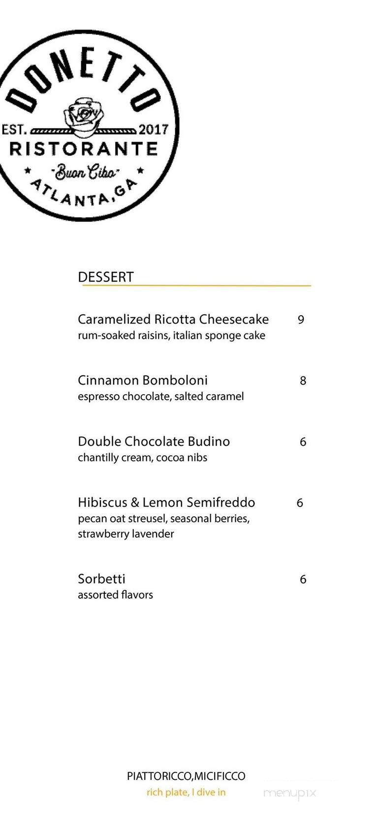 Donetto - Atlanta, GA menu_pic
