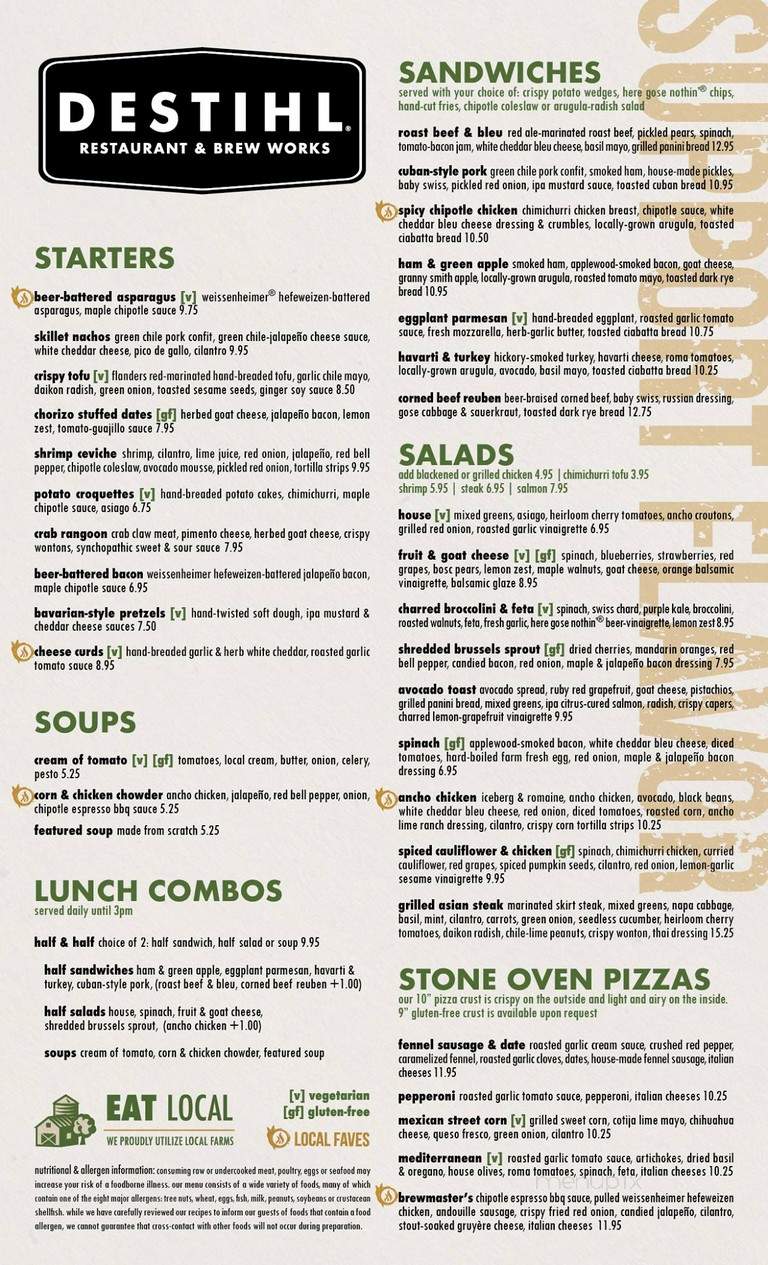 Destihl Brewery and Beer Hall - Normal, IL menu_pic