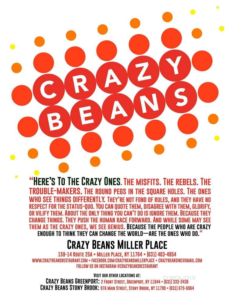Crazy Beans - Miller Place, NY menu_pic